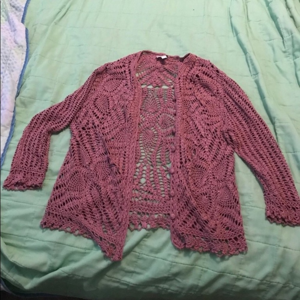 J. Jill pink crochet pullover